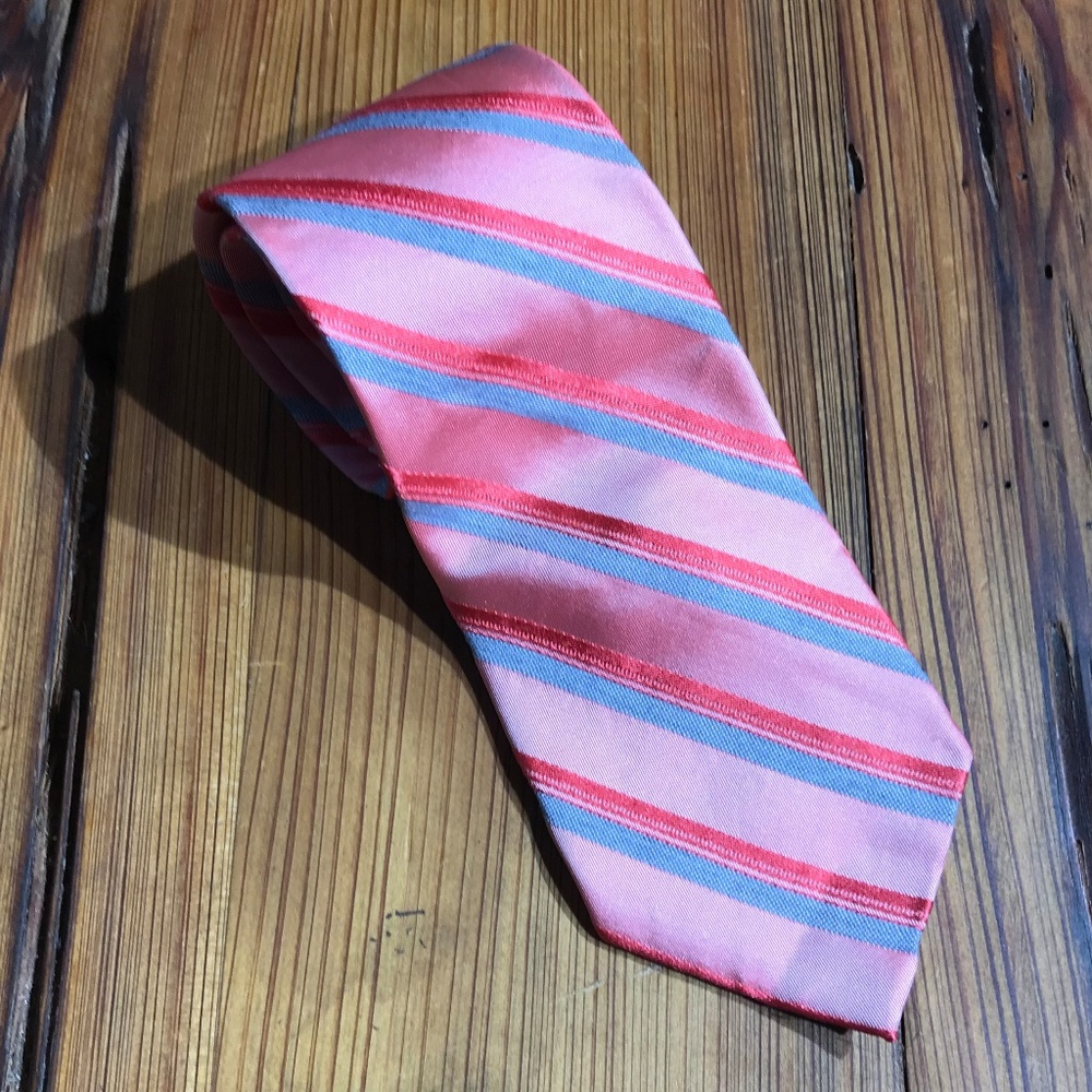 Calvin Klein Pink Tie with Blue Stripes